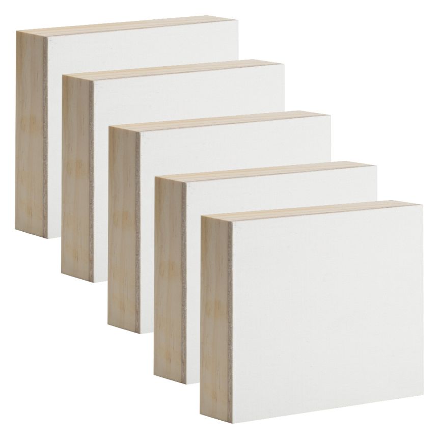 New York Central Professional Canvas Art Wood Panel Raphael Oil Primed 7/8" Deep 6" x 6" (Box of 5)