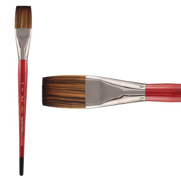 Staccato MPM-F Long Handle Synthetic Artist Brush, Flat #16