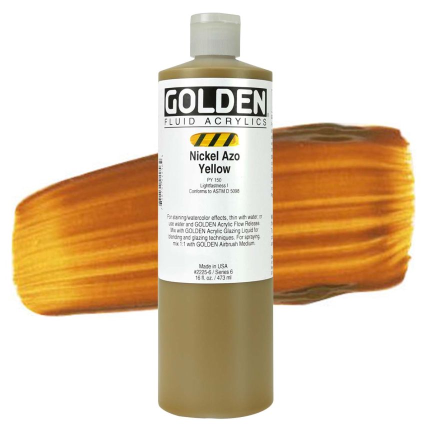GOLDEN Fluid Acrylics Nickel Azo Yellow, 16oz