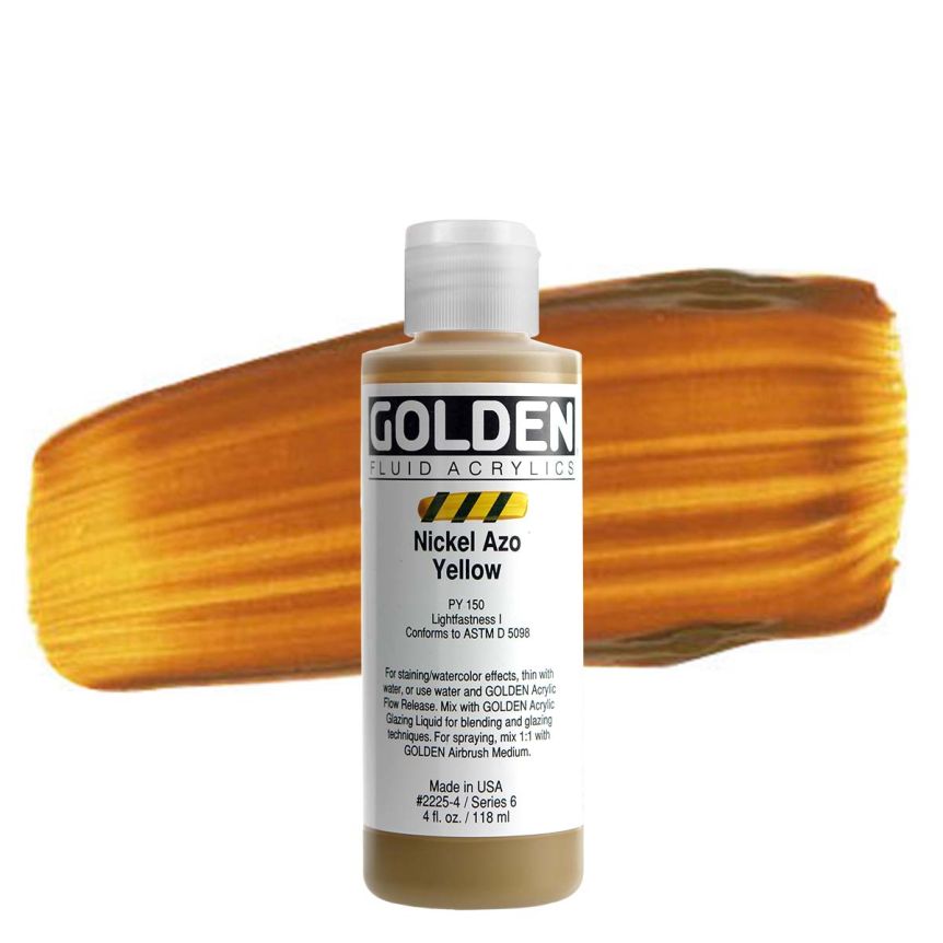 GOLDEN Fluid Acrylics Nickel Azo Yellow, 4oz
