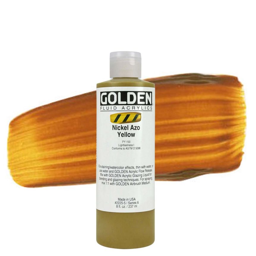 GOLDEN Fluid Acrylics Nickel Azo Yellow, 8oz