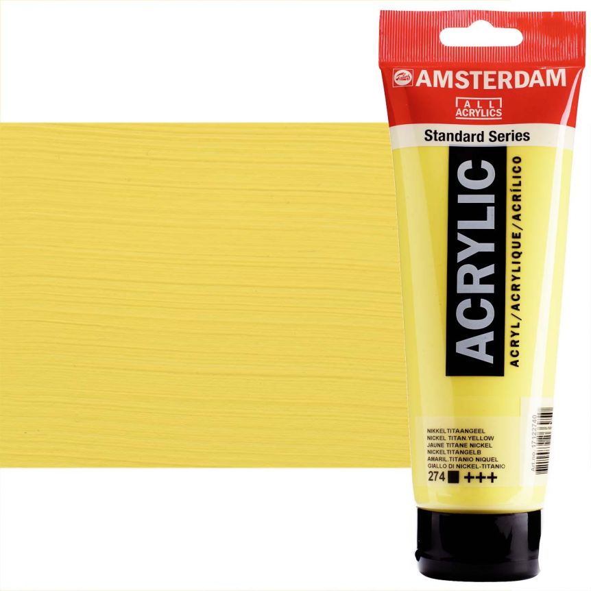 Amsterdam Standard Series Acrylic Paint - Nickel Titanium Yellow, 250ml Tube