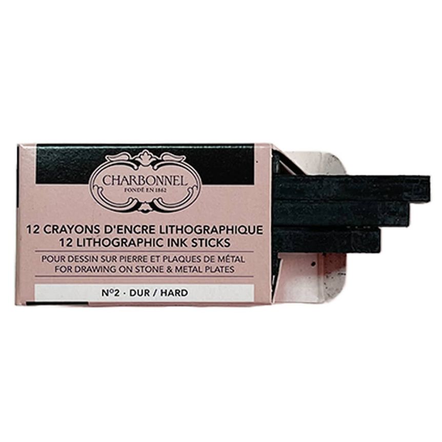 Charbonnel Lithographic Crayon - No2 Medium Hard Black, 12 Count