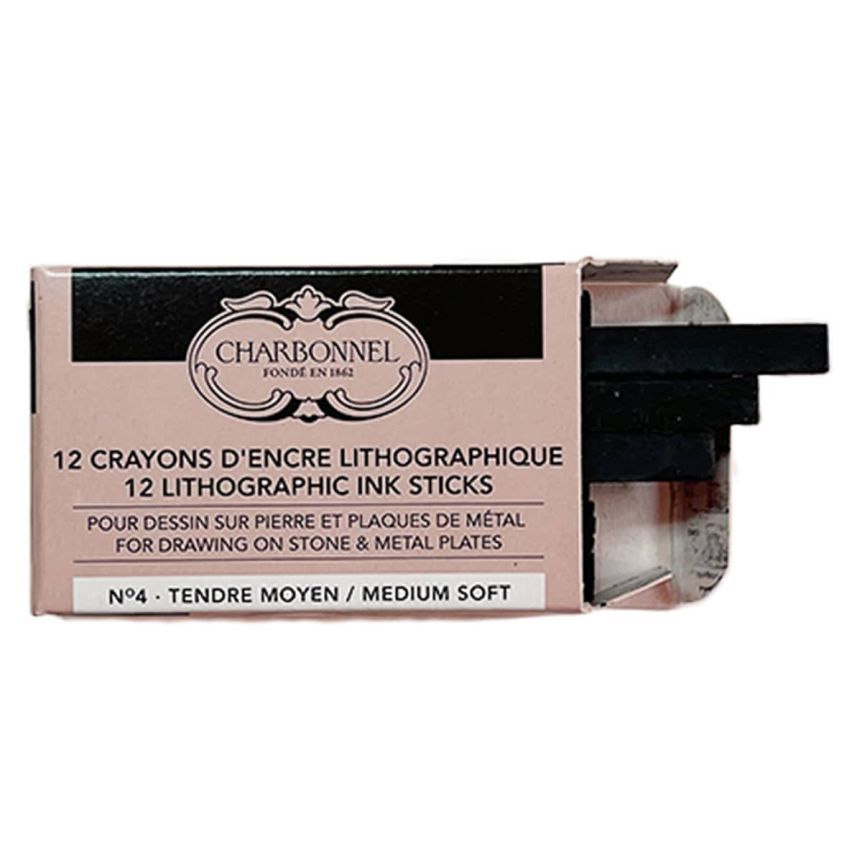 Charbonnel Lithographic Crayon - No4 Medium Soft Black, 12 Count