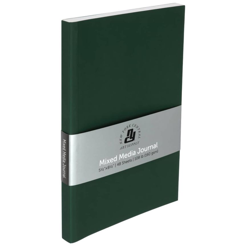 New York Central Mixed Media Journal, 5.5” x 8.5”, Color Forest Green