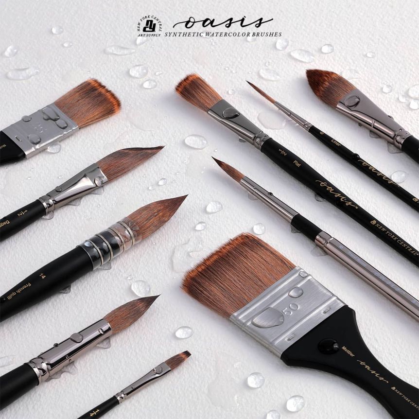 New York Central Oasis Synthetic Premium Brushes - Elite Professional  Watercolor Brushes for Artists, Painting, Students, Studios, & More!