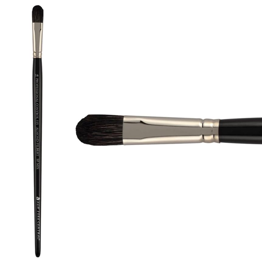 New York Central Pro Control Oil Brush, Series 115 SP Mix Almond Filbert, size #16