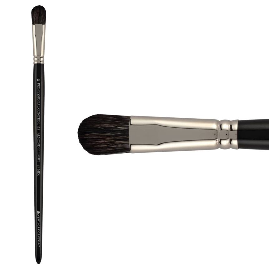 New York Central Pro Control Oil Brush, Series 115 SP Mix Almond Filbert, size #18