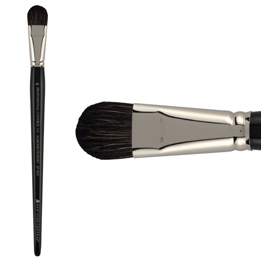 New York Central Pro Control Oil Brush, Series 115 SP Mix Almond Filbert, size #22