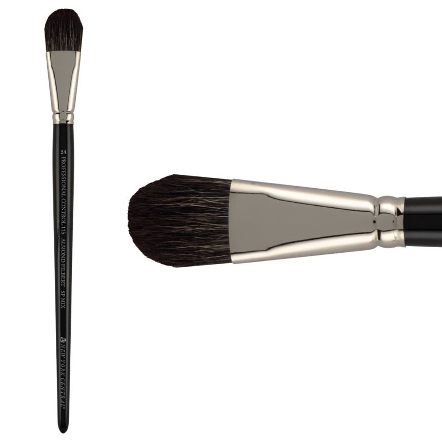 New York Central Pro Control Oil Brush, Series 115 SP Mix Almond Filbert, size #24