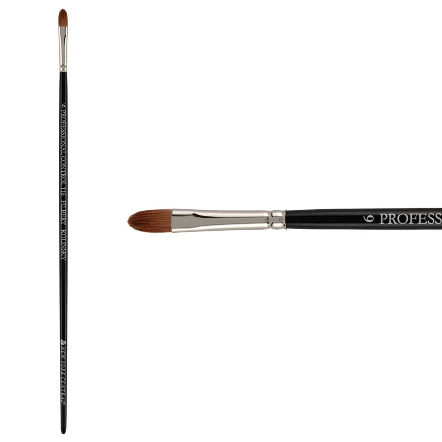 New York Central Pro Control Oil Brush, Series 116 Kolinsky Sable Filbert, size #6