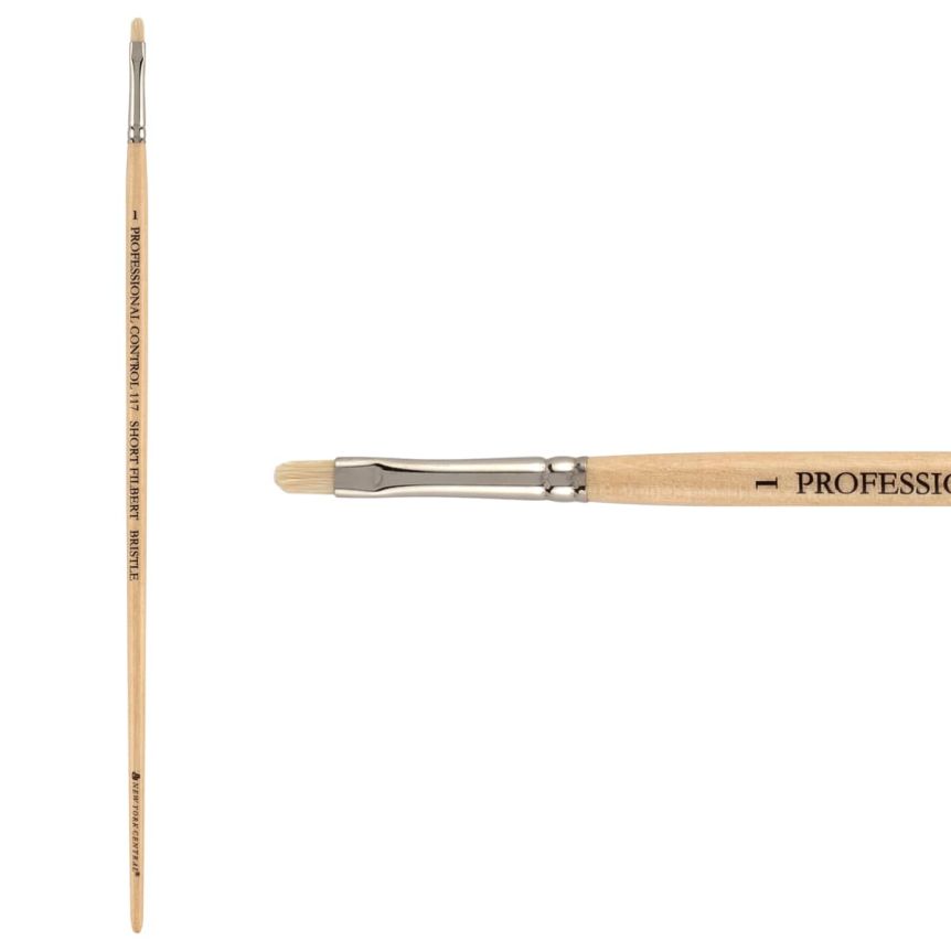 New York Central Pro Control Oil Brush, Series 117 Hog Bristle Short Filbert, size #1
