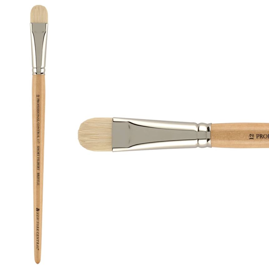 New York Central Pro Control Oil Brush, Series 117 Hog Bristle Short Filbert, size #12