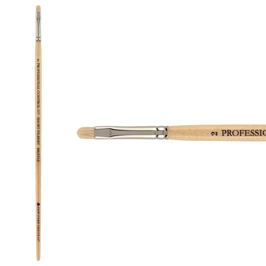 New York Central Pro Control Oil Brush, Series 117 Hog Bristle Short Filbert, size #2