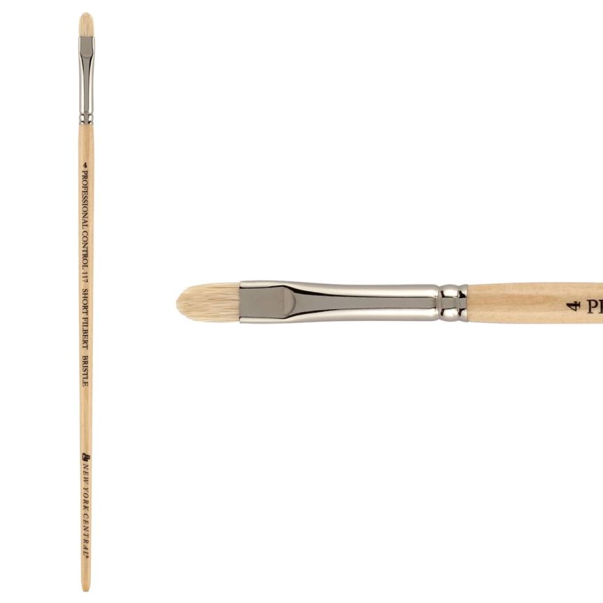 New York Central Pro Control Oil Brush, Series 117 Hog Bristle Short Filbert, size #4