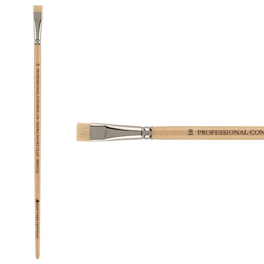 New York Central Pro Control Oil Brush, Series 118 Hog Bristle Extra Short Flat, size #10
