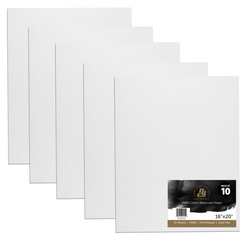 New York Central Watercolor Paper 140lb Hot Press - 16" x 20" (Pack of 50)
