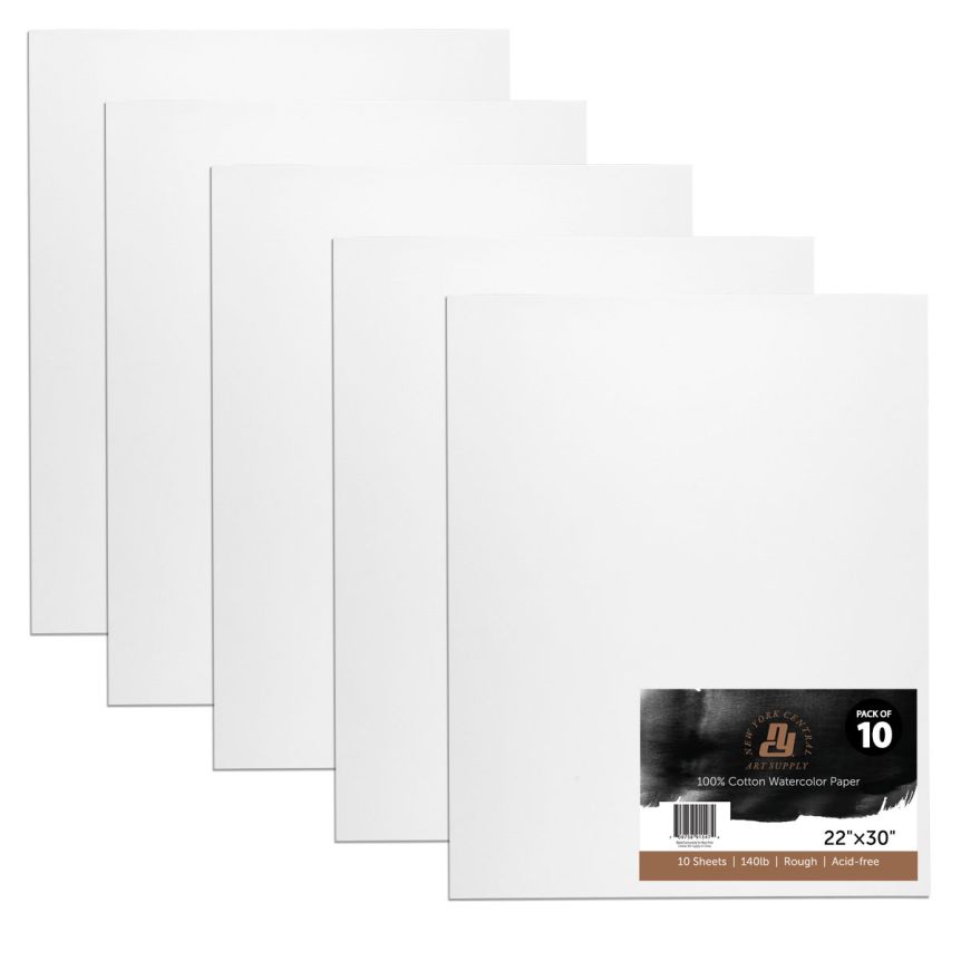 New York Central Watercolor Paper 140lb Rough - 22 x 30 (50 Pack)
