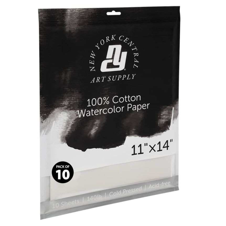 New York Central Watercolor Paper 140 lb Cold Press - 11" x 14" (10 Pack)