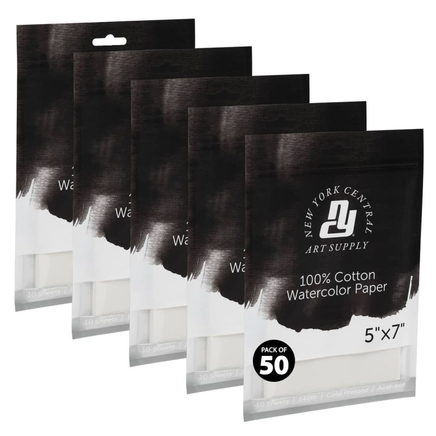 New York Central Watercolor Paper 140 lb Cold Press - 5" x 7" (50 Pack)