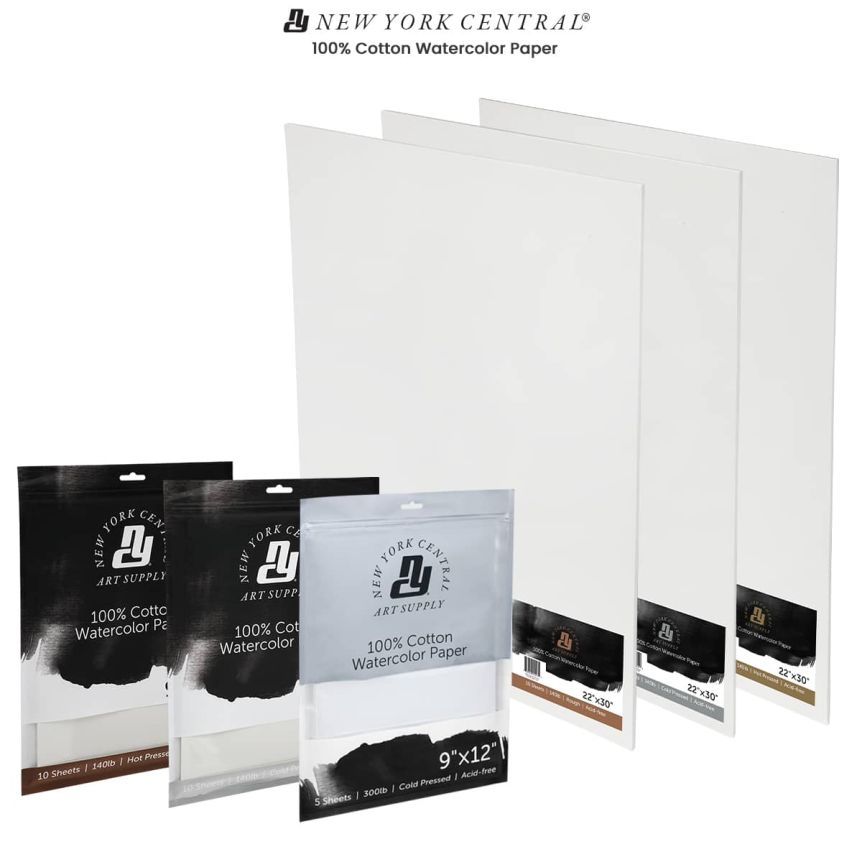New York Central 100% Cotton Watercolor Paper Packs