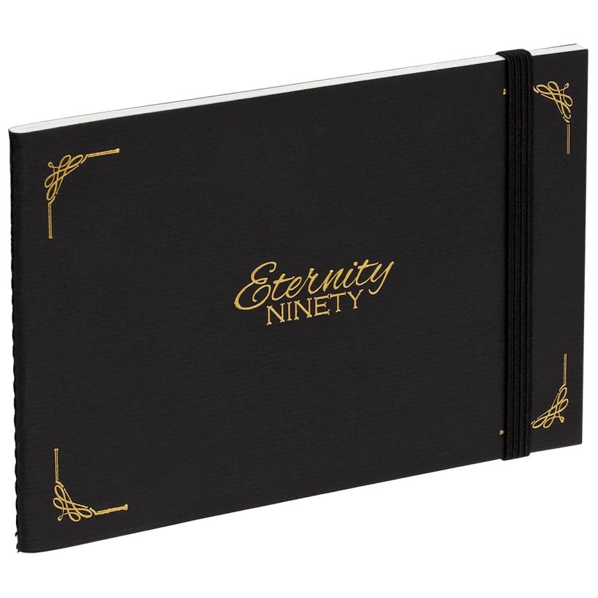 Eternity Ninety Flat Book 100% Cotton 6" x 4" (Landscape - Stitch Bound) Black