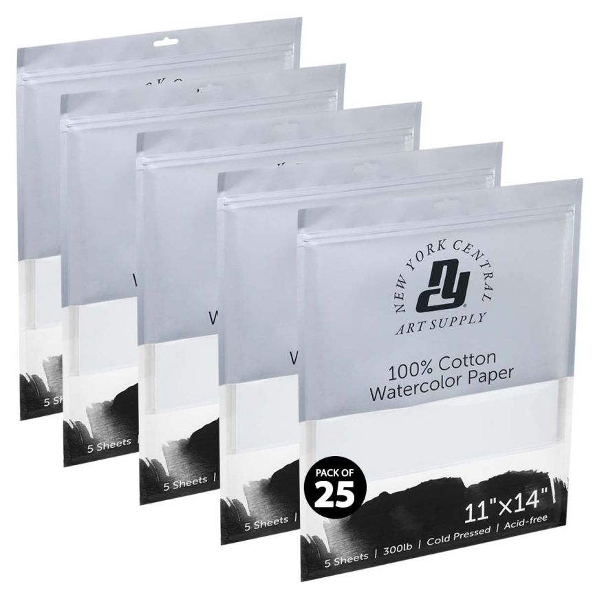 New York Central Watercolor Paper 300lb Cold Press - 11" x 14" (25 Pack)