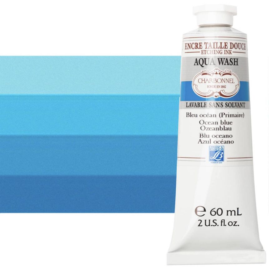 Charbonnel Aqua Wash Etching Ink - Ocean Blue, 60ml Tube 
