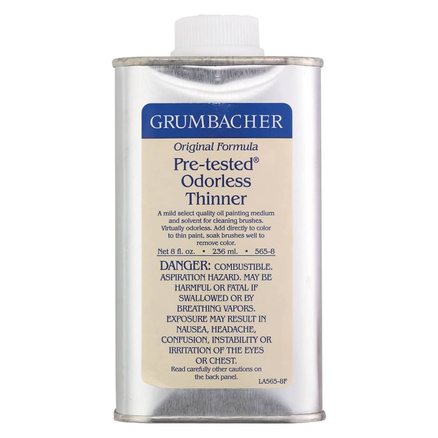 Grumbacher Pre-Tested Odorless Thinner, 8 oz Bottle