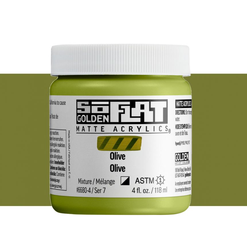 GOLDEN SoFlat Matte Acrylic - Olive, 4oz Jar