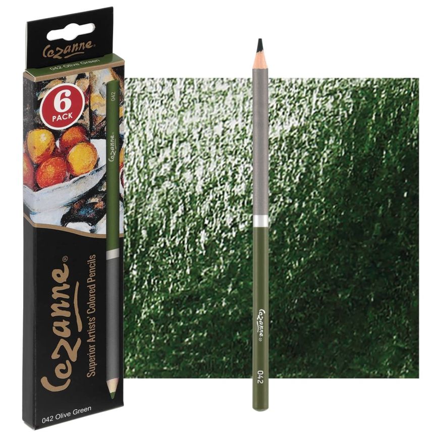 Cezanne Premium Colored Pencils - Olive Green, Box of 6