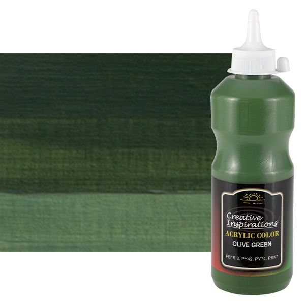 Creative Inspirations Acrylic Paint, Olive Green 500ml Bottle