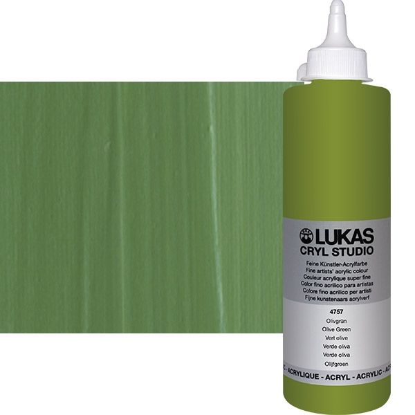 Cryl Studio Acrylic Paint - Olive Green, 500ml Bottle