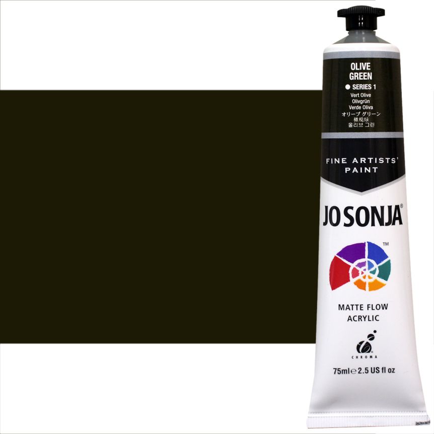 Jo Sonja Matte Flow Artist Acrylic - Olive Green, 75ml Tube