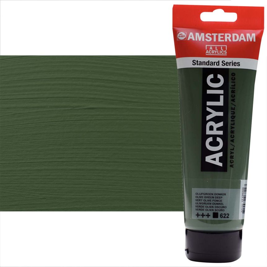 Amsterdam Standard Series Acrylic Paint - Olive Green Deep, 250ml Tube