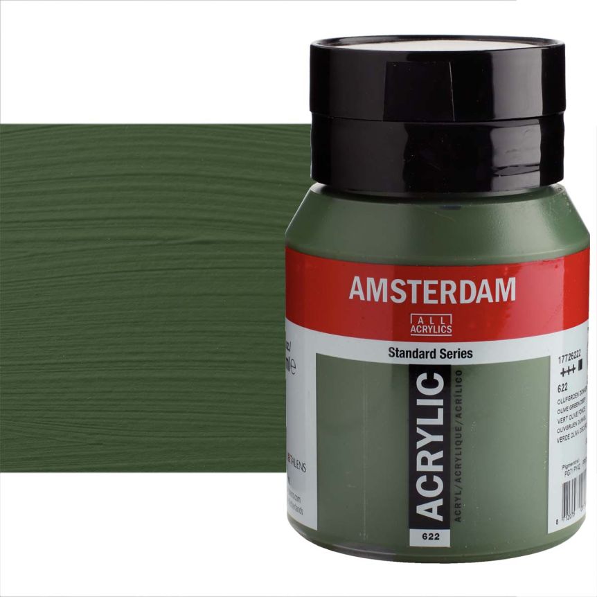 Amsterdam Standard Series Acrylic Paint - Olive Green Deep, 500ml Jar