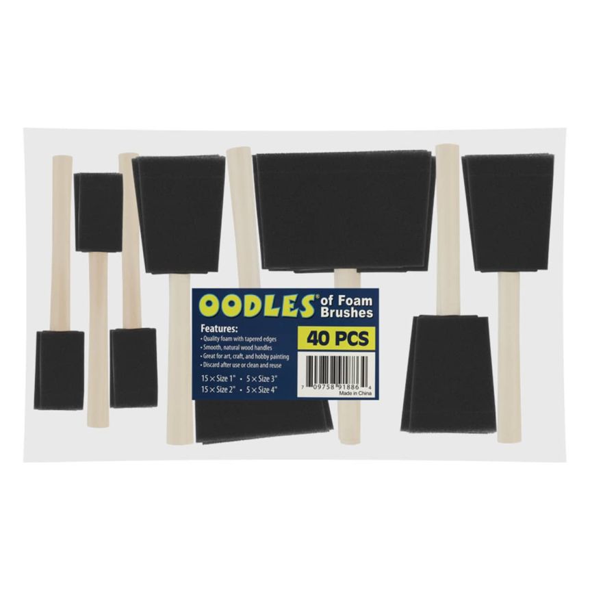 Oodles of Foam Brushes assorted pack of 40 foam brushes