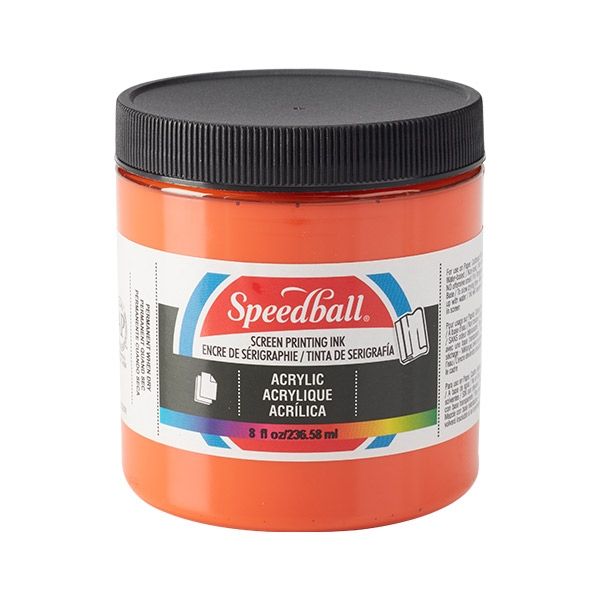 Orange 8oz Jar Speedball Acrylic Screen Printing Ink 