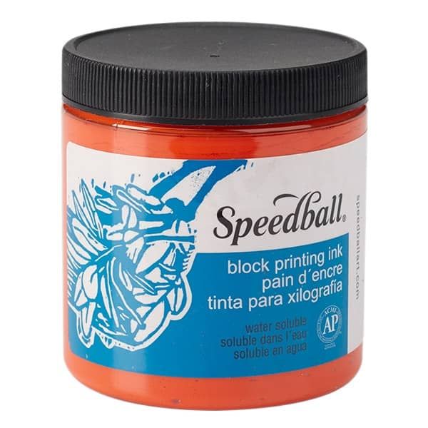 Orange 8oz Water Soluble Speedball Block Printing Ink  