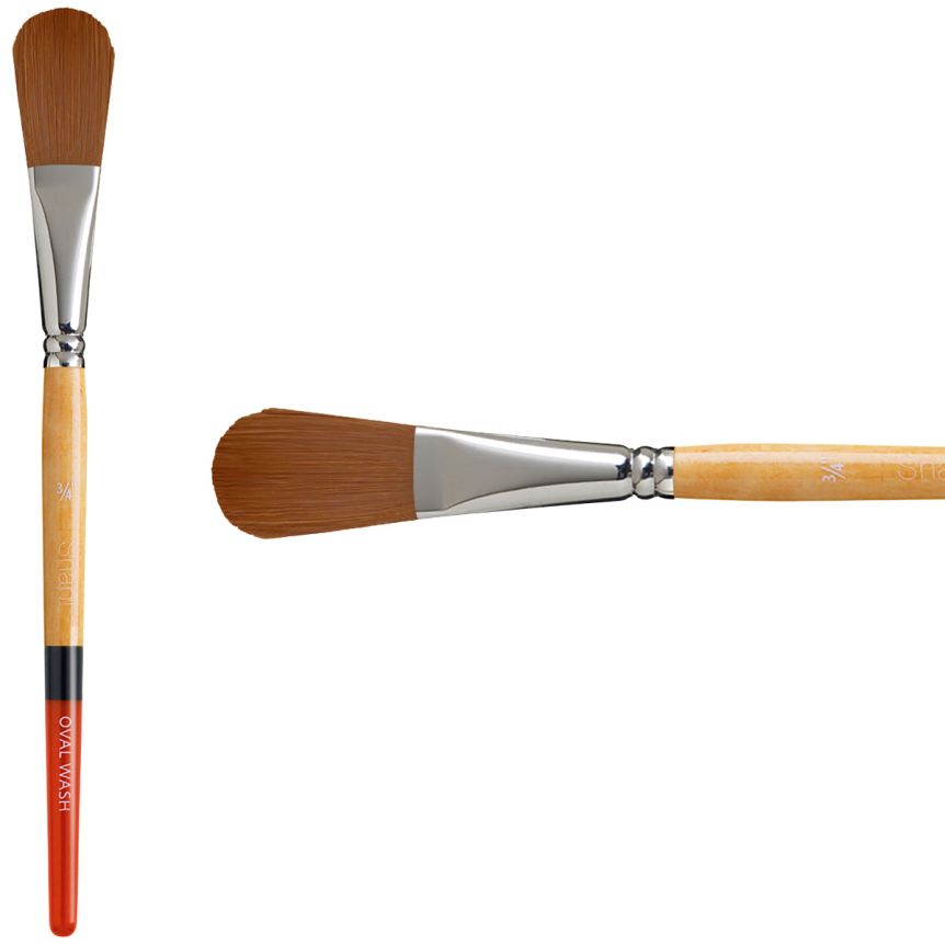 Princeton Snap! Series 9650 Golden Taklon Brush - Oval Wash, Short Handle, Size 3/4"