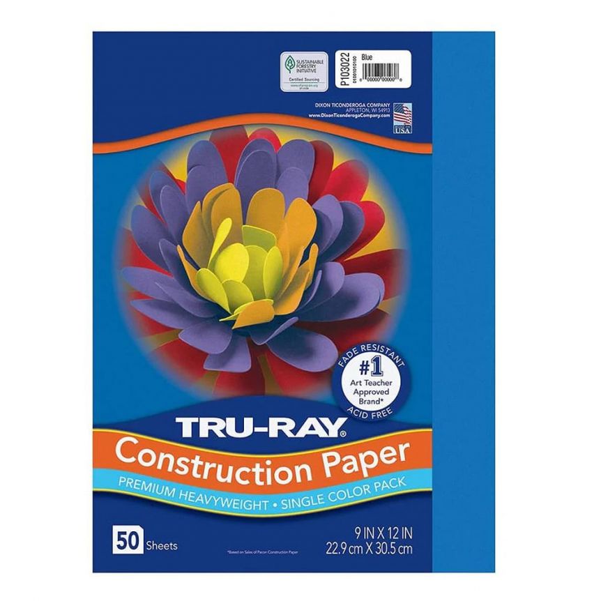 Tru-Ray Heavyweight Construction Paper, Blue, 9" x 12"