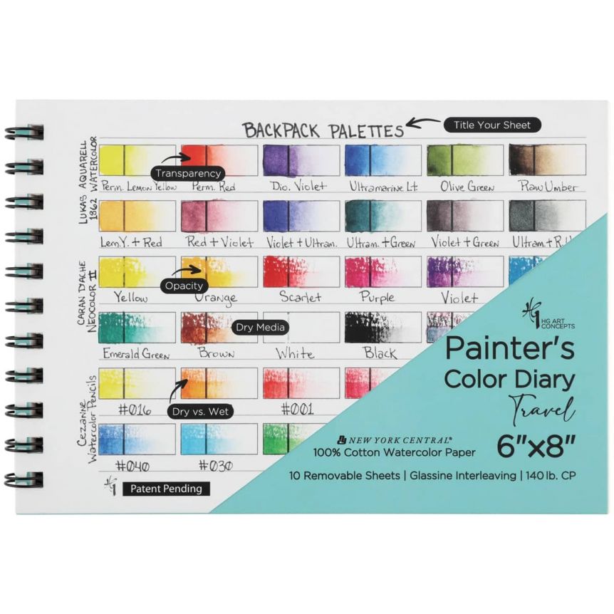 HG Concepts Watercolor Painter's Travel Color Diary 140lb Cold Press 6" x 8"