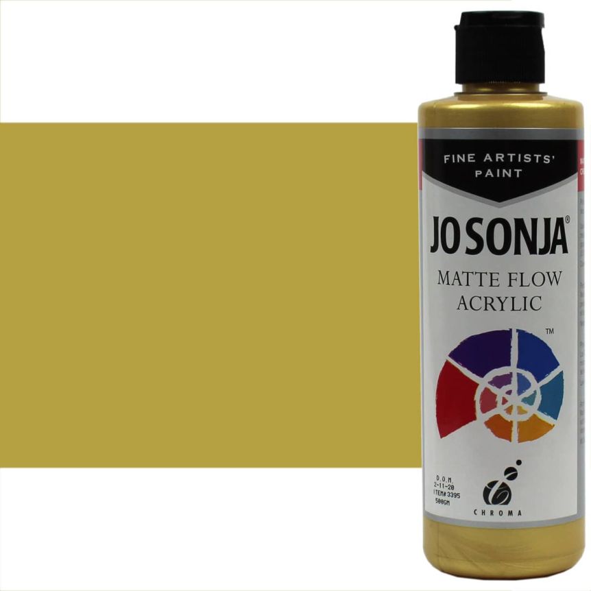 Jo Sonja Matte Flow Artist Acrylic - Pale Gold, 8oz Bottle