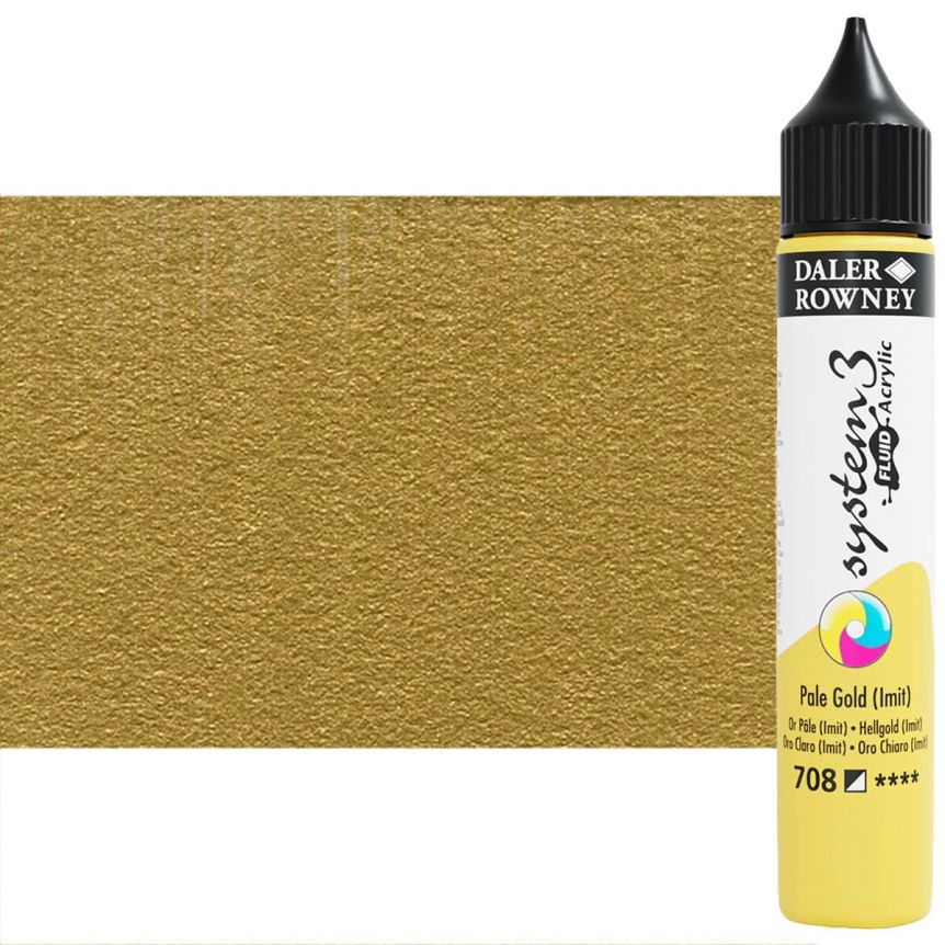 Daler-Rowney System 3 Fluid Acrylic Liner, Pale Gold - 29.5ml