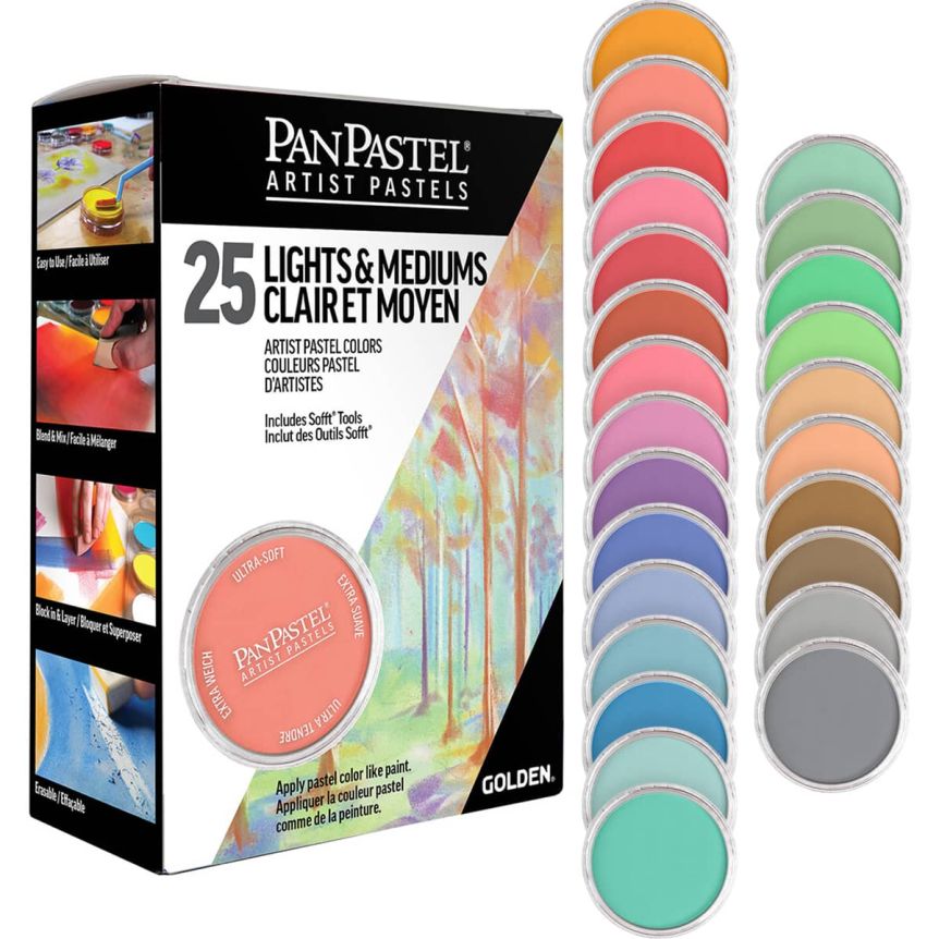PanPastel® Artists' Pastels - Light and Medium Color Set of 25