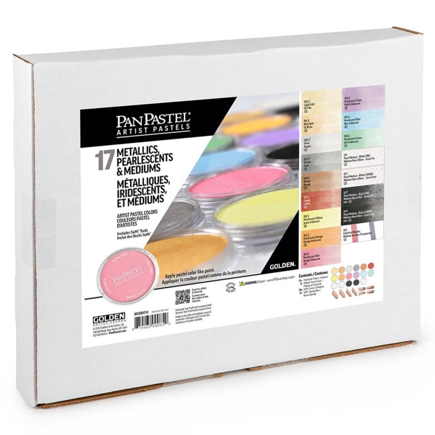 PanPastel; Artist Pastel - Metallic & Pearlescent Colors + Mediums (Set of 17) + Palette & Tools