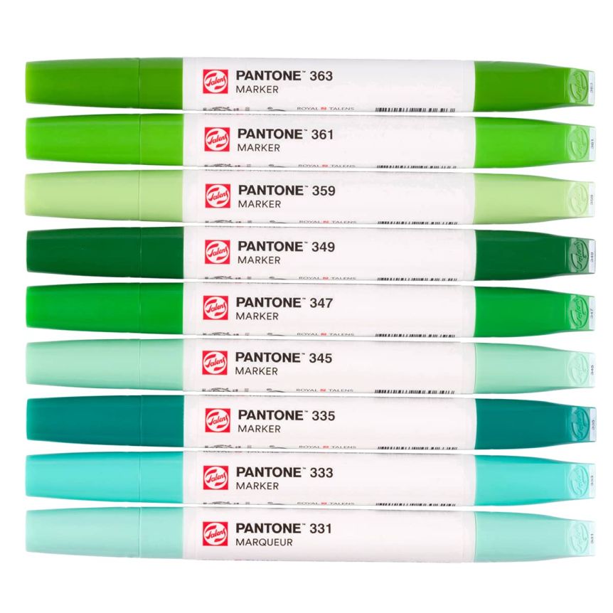 9-color Green Talens  Pantone Marker Set @ Raw Materials Art Supplies