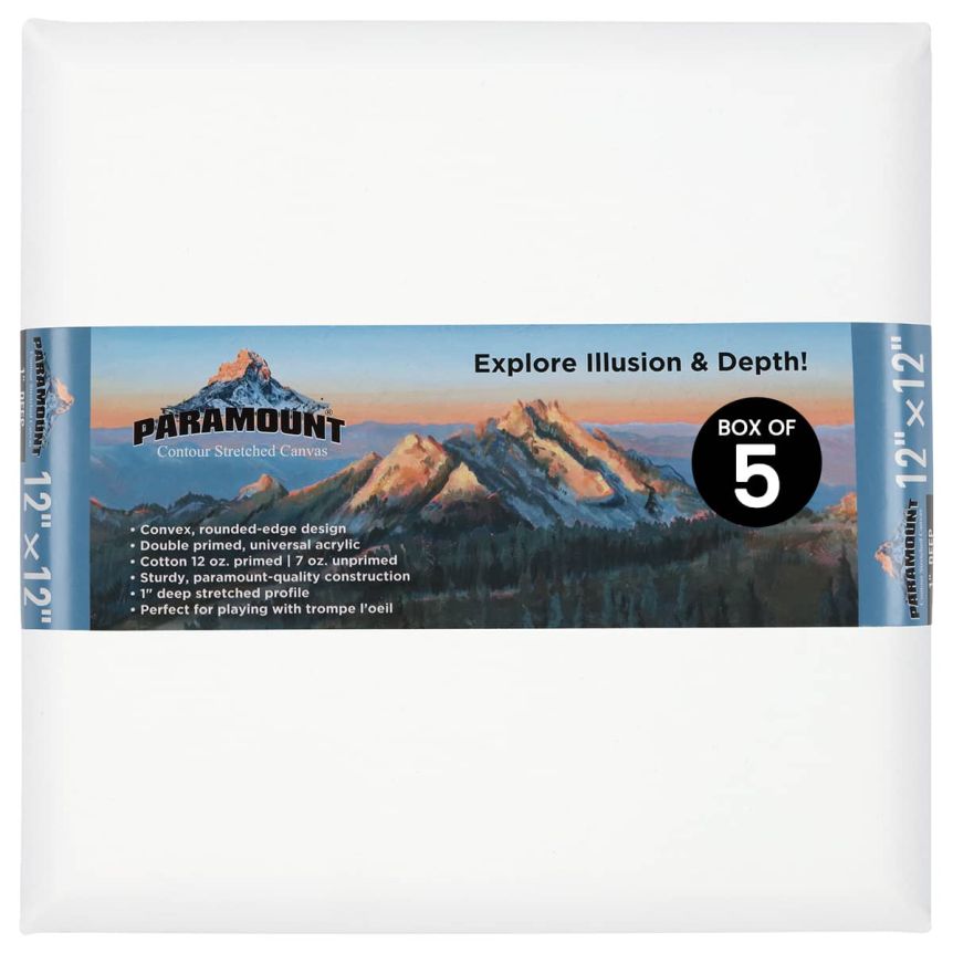 Paramount Contour Stretched Canvas - Square Box of 5, size 12"x12"