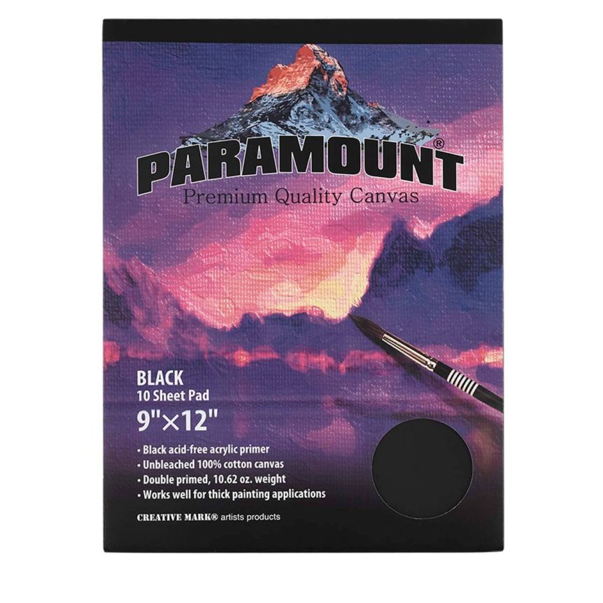 Paramount Primed Cotton Canvas Pad Black - 9x12"