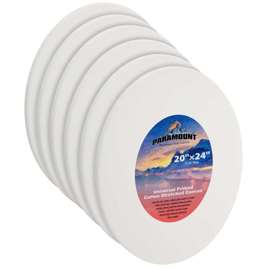 Paramount Primed Cotton Canvas, Oval 20" x 24" (Box of 6)
